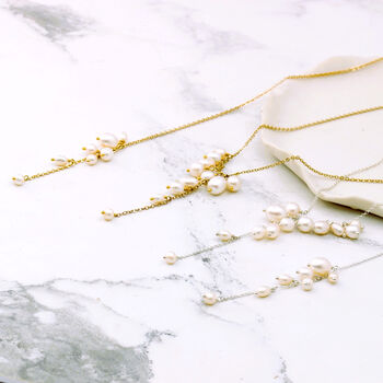 Delicate Black Or White Pearl Waterfall Necklace, 9 of 12