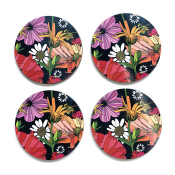 Poppy Coasters Boxed Set Of Four Round Heat Resistant, 6 of 10