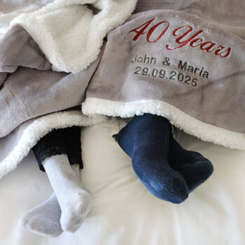 Personalised Ruby Wedding Anniversary Grey Blanket, 3 of 7