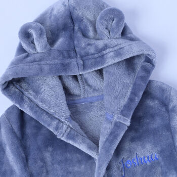 Personalised Dusty Blue Baby Dressing Gown, 2 of 8
