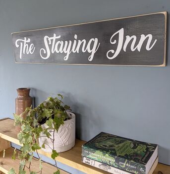 Traditional Hand Painted Wooden Sign 'The Staying Inn', 2 of 3