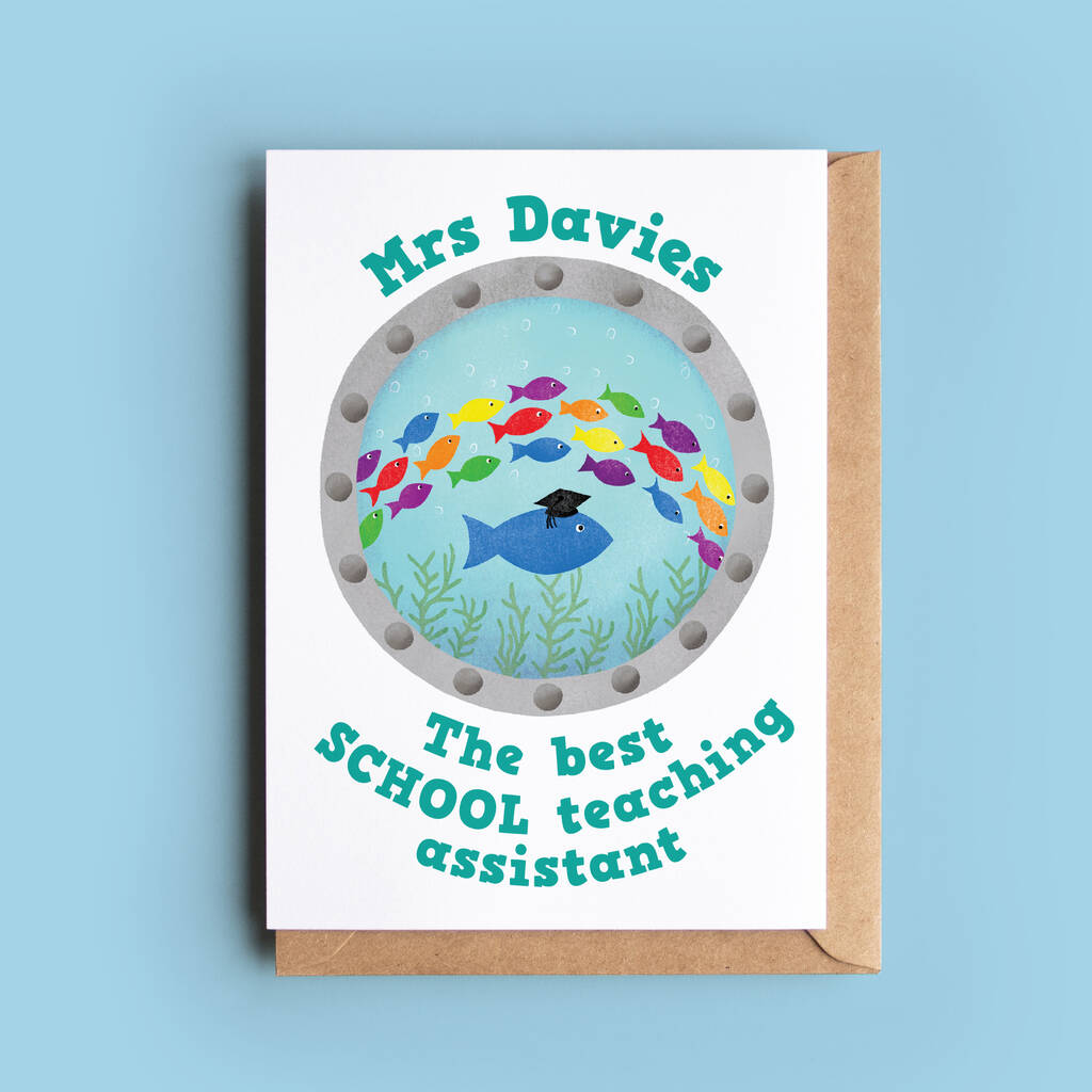 'Rainbow School Of Fish' Personalised Teacher Card, 1 of 3