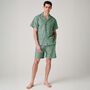 Men's 'Green Flash' Stripe Crisp Cotton Short Pyjama Set, thumbnail 1 of 4