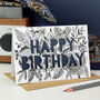 Monochrome Floral Paper Cut Birthday Card, thumbnail 2 of 9
