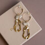 Groovy Brass Drop Hoop Earrings With Colourful Clay Charm, thumbnail 9 of 10