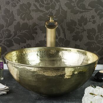 Solid Brass Vessel Sink For Kitchen And Bathroom, 400 Mm Diameter, 6 of 10