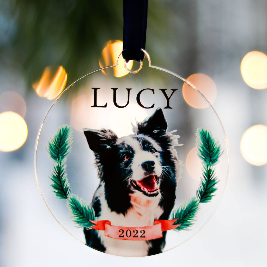 Puppy Dogs 1st Christmas Personalised Photo Decoration, 1 of 6