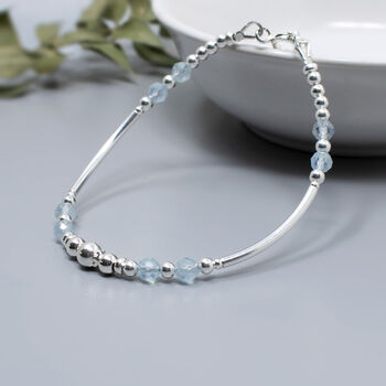 Aquamarine Gemstone And Sterling Silver Bracelet, March Birthstone Jewellery, 6 of 6