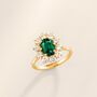 Emerald Halo Engagement Ring In Sterling Silver And Gold, thumbnail 1 of 12