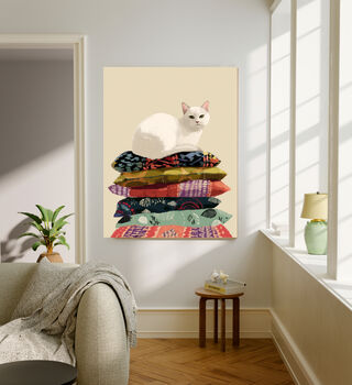 Cat Cushion Portrait Art Print, 2 of 4