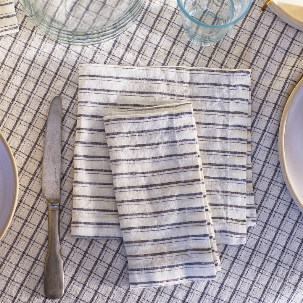 Grey Striped Linen Placemat By Rowen & Wren