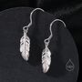 Sterling Silver Feather Drop Hook Earrings, thumbnail 1 of 11