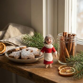 Handmade Felt Mrs. Claus Hanging Decoration, 4 of 6