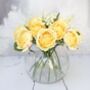Luxury Lemon Rose Bouquet With Glass Vase, thumbnail 1 of 7