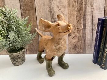 24cm Wind In The Face Dog In Boots Figurine Ornament Country Decor Dog Lover Gift, 4 of 7