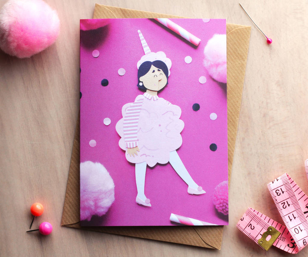 Candy Floss Paper Illustration Greetings Card, 1 of 3