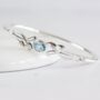 Hinged Sterling Silver Blue Topaz Leaf Bangle, thumbnail 1 of 9