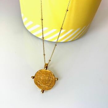Gold Plated Antique Coin Pendant Necklace, 2 of 6