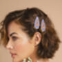 Embroidered Lilac Tiger Hair Clips, thumbnail 2 of 3
