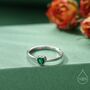 Sterling Silver Very Tiny Emerald Green Cz Heart Ring, thumbnail 1 of 12
