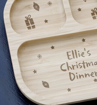 Personalised Christmas Dinner Bamboo Suction Plate, 4 of 4