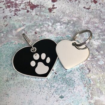 Black And Silver Heart Pet ID Tag, 4 of 6