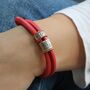 Coral Soft Leather And Silver Medical Alert Bracelet, thumbnail 1 of 4