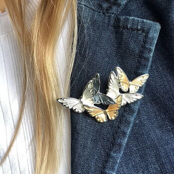 Silver And Golds Butterfly Brooch, 2 of 4