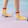 Yellow Gingham Print Ankle Socks, thumbnail 3 of 3