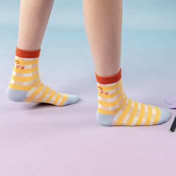 Yellow Gingham Print Ankle Socks, 3 of 3