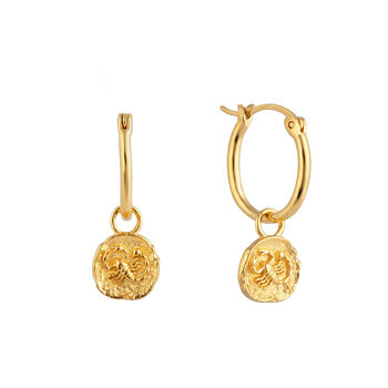 18ct Gold Plated Star Sign Charm Hoop Earrings, 10 of 12
