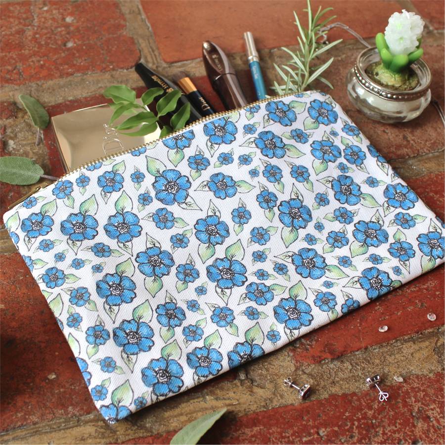 azure watercolour flower pouch by lili price studio