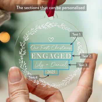 Engaged Couple First Christmas Personalised Decoration, 4 of 7