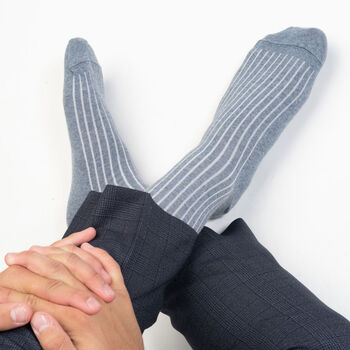 Starfall Royal Blue And Recycled Ribbed Blue Men's Socks, 2 of 5