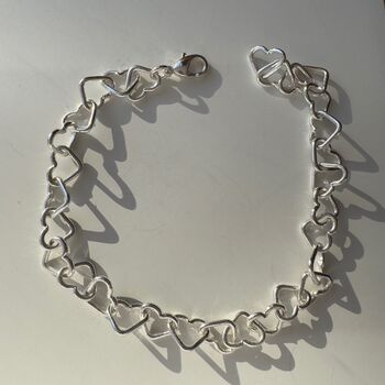 Sterling Silver Link Heart Bracelet, 4 of 5