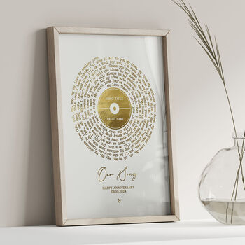 Personalised Metallic Gold Song Lyrics Print, 2 of 8