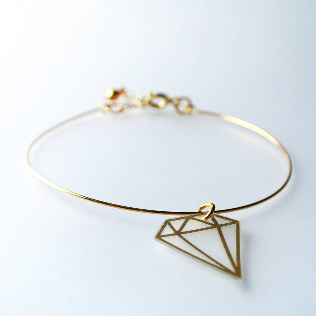 gold plated and vinyl diamond charm bracelet by marmalade design jewellery