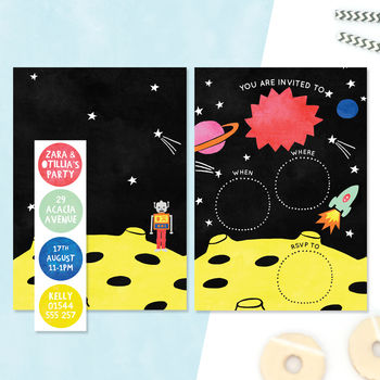 Personalised Space Invitations With Sticker Activity, 3 of 3
