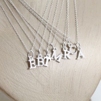 Sterling Silver Initial Charm Pendant, 4 of 7