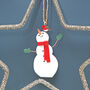 Snowman With Gloves And Robin Christmas Tree Decoration, thumbnail 1 of 3