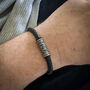 Mens Leather Bracelet With A Pattern Tube Bead, thumbnail 2 of 6