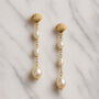 Handmade Pearl Drop Earrings “Lucille” – Gold Filled Or Sterling Silver Fan Design Jewellery Made In England, thumbnail 3 of 10