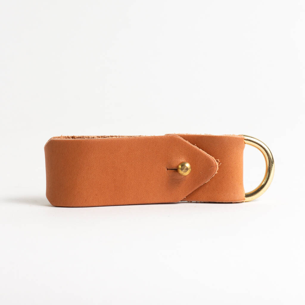 Personalised Leather Strap Keyring By Willow & Hive