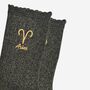 Women's Glitter Socks Black Gold Zodiac Aries, thumbnail 3 of 5