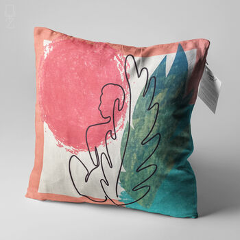 Abstract Cushion Cover With Leafy Body Silhouette, 3 of 7