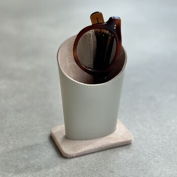 Personalised Recycled Leather Glasses Stand With Suede, 8 of 12