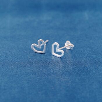 Silver Heart Stud Earrings, 2 of 8