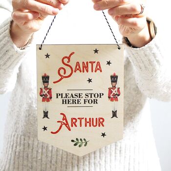 Santa Please Stop Here Bedroom Door Sign, 3 of 4