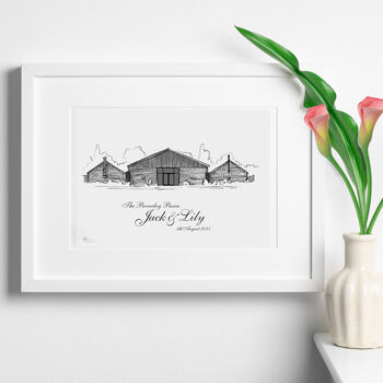 Framed Hand Drawn Wedding Venue Print, 2 of 2