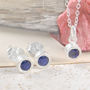 Blue Sapphire September Birthstone Silver Earrings, thumbnail 3 of 4